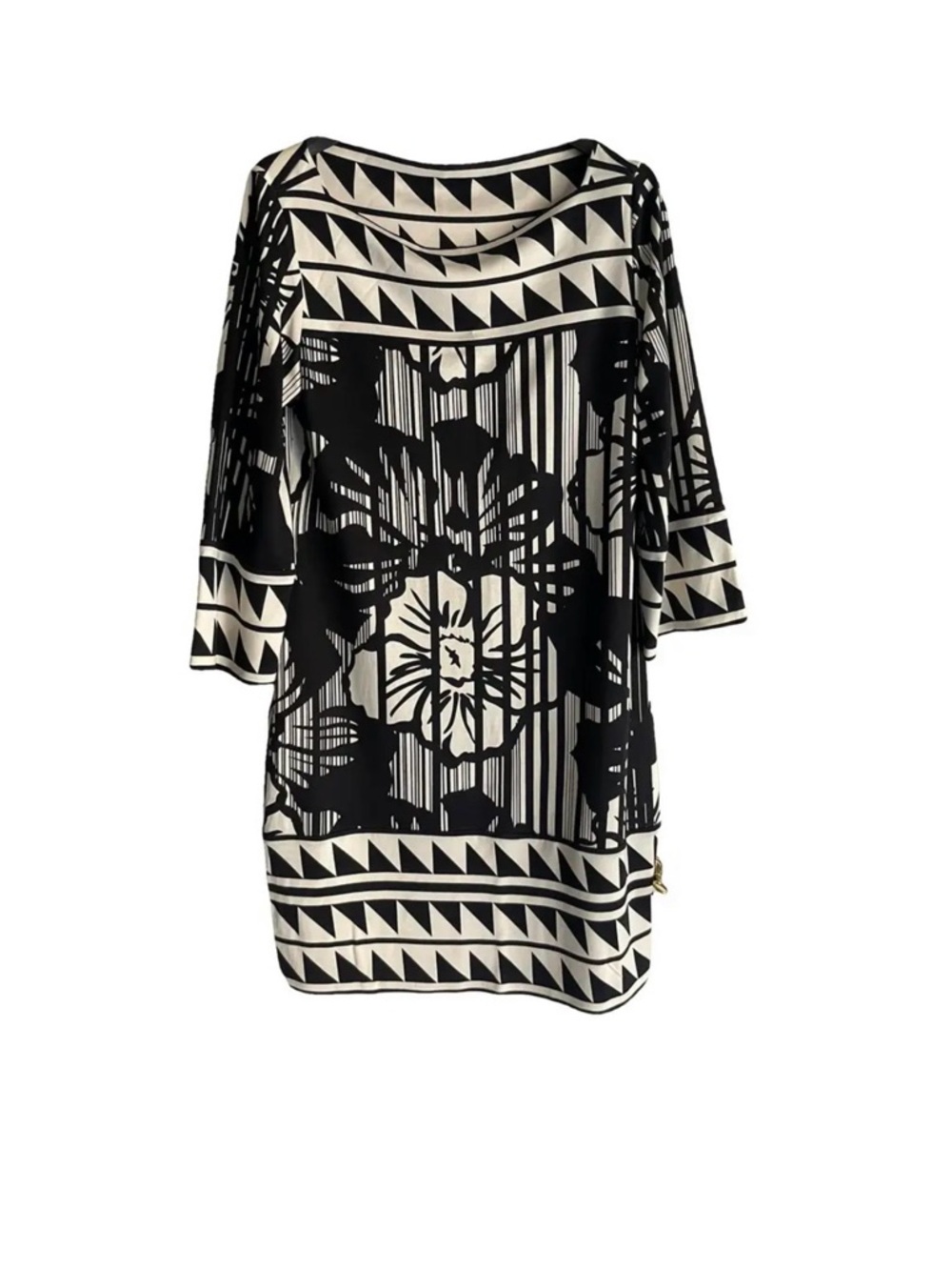 Diane Von Furstenberg Black and White Graphic Mini Dress